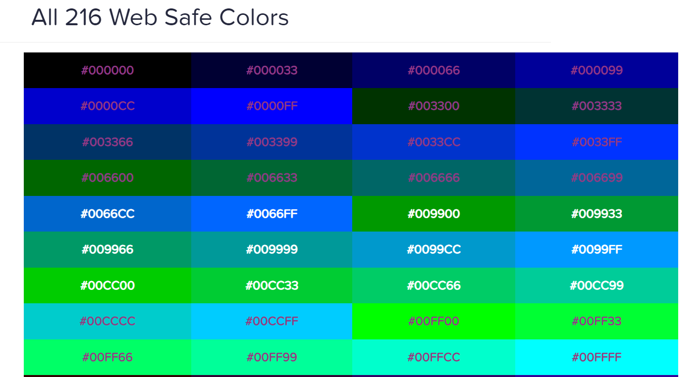 Web Safe Colors | Html Colors - Color Picker